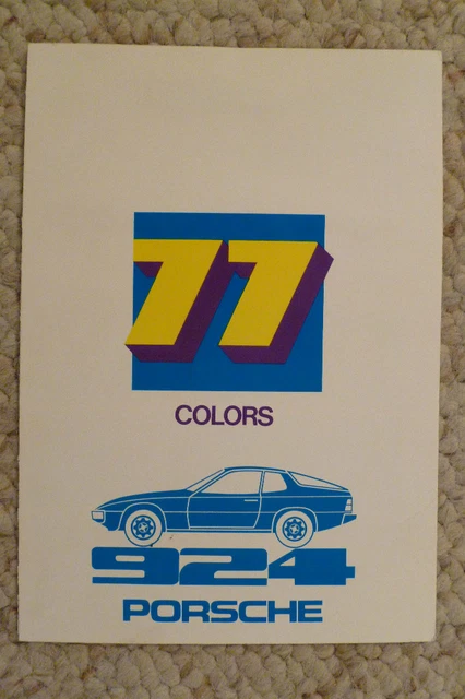 1977 PORSCHE 924 FACTORY issued Color Chart Showroom Sales Folder ...