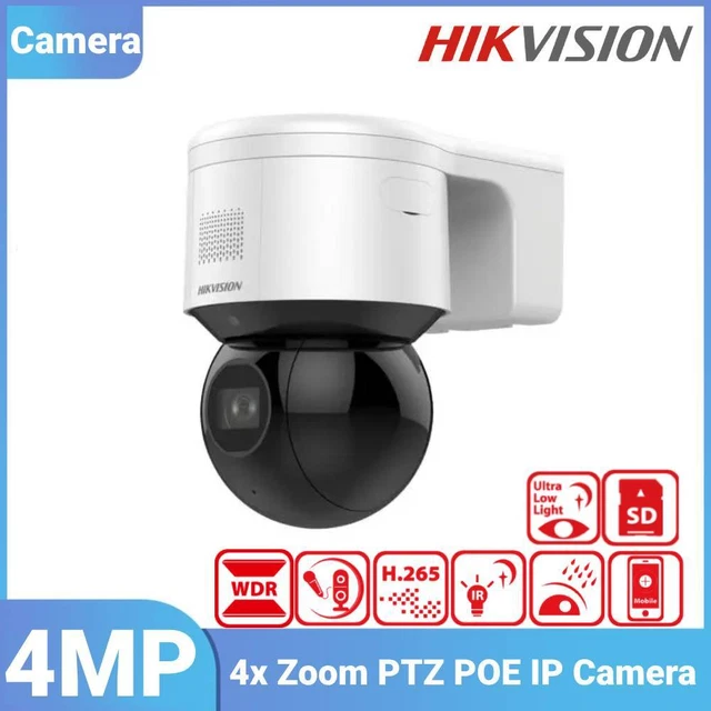 Hikvision 4MP Darkfighter PTZ IP Camera - 4x Zoom, PoE, Outdoor/Indoor, DS-2DE2A404IW-DE3