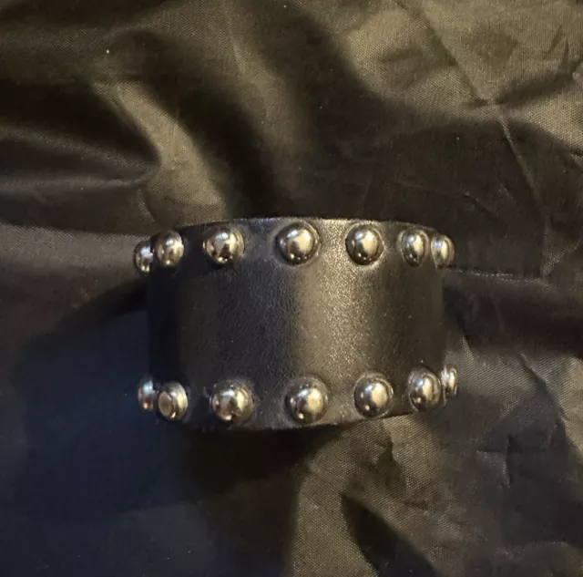 Vintage Punk 1970’s Studded Leather W/snap Wristband. Real Leather Not Faux