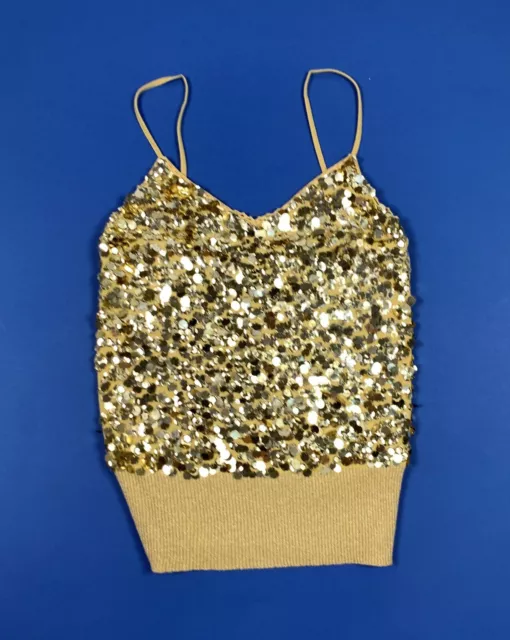 EXTYN TOP MAGLIA paillettes donna usato M 44 oro lurex hot disco elegante T8509 EUR 10 75 PicClick IT