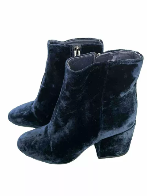 Sam Edelman Size 6 Taye Inky Navy Velvet Ankle Boots Block Heel Bootie Shoes