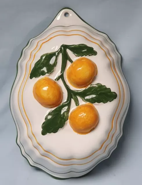 Vintage Ceramic Wall Hanging Jelly Mousse Mould Decorated with Oranges #310