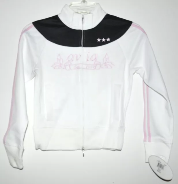 Avia Cheerleading Full Zip White/Black/Pink Youth Girls Jacket Sz Large NWT