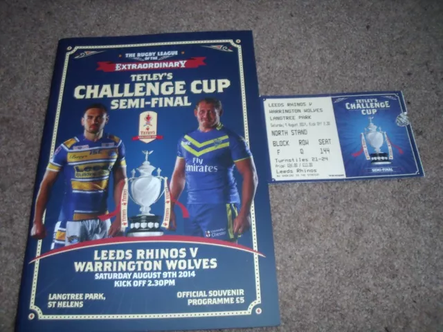 2014 Rugby League Challenge Cup Semi Final Leeds Rhinos V Warrington & Ticket