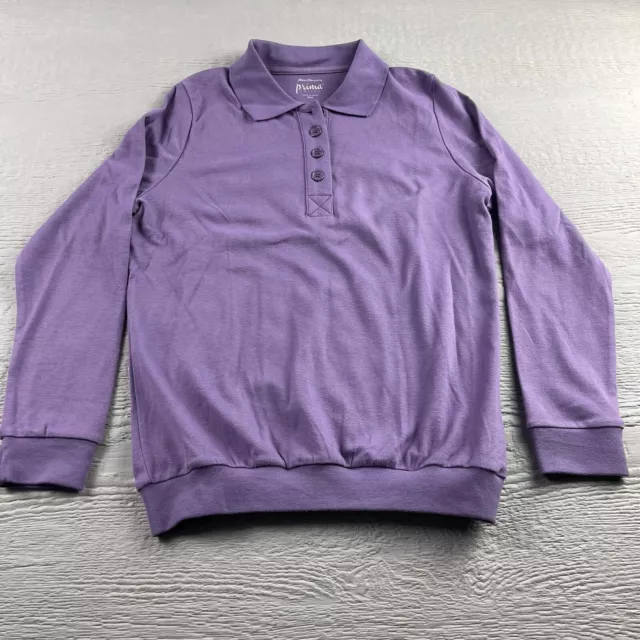 Norm Thompson Sweater Womens XS Pullover Purple Henley Collared Prima Cotton