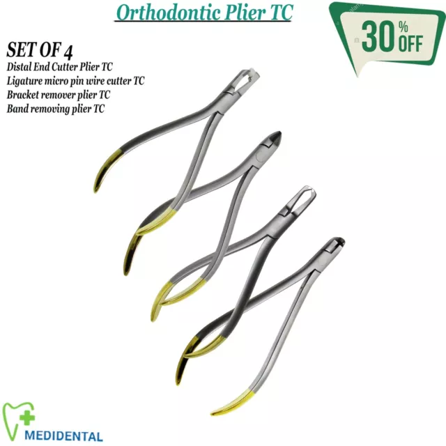 Instruments dentaires orthodontiques pinces de coupe fil dur TC 4 pièces