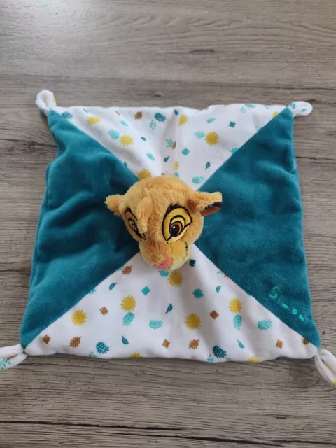 Doudou Plat Carré Simba Toys Disney Roi Lion Blanc Bleu Vert Jaune 25/25Cm