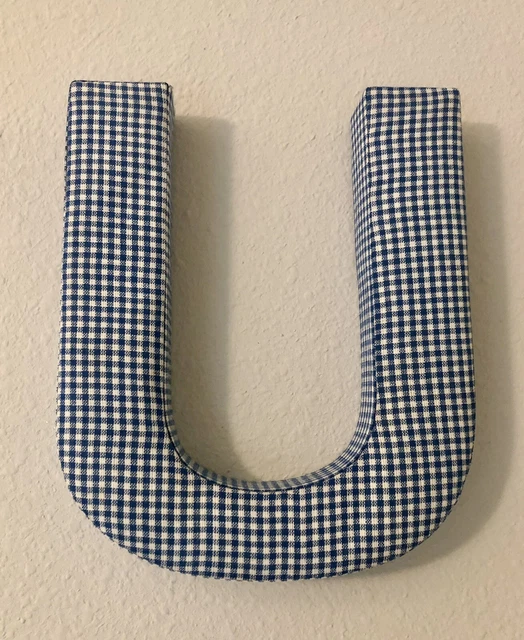 Fabric Covered Wall Letter - Blue Gingham - Letter U