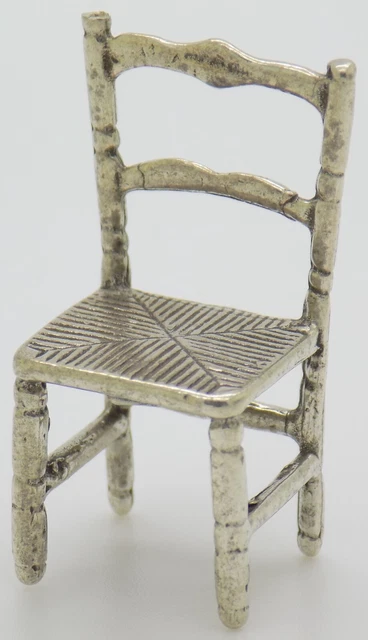 Vintage IN Argento Massiccio Italiano Fatto Casa Delle Bambole Sedia Per Marchio