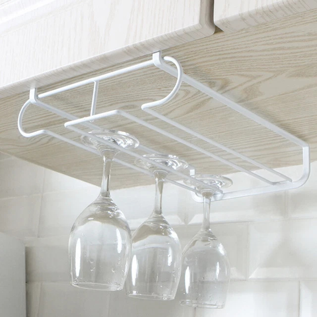 Wine Glass Cup Holder Hanging Bar Hanger Steel Wine Rack Shelf Champagne Stor Fx