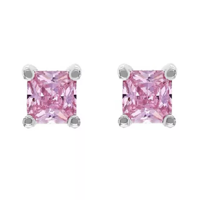 Paire de BOUCLES d'oreilles puce en ARGENT 925 rhodié et Zirconium rose - Neuves