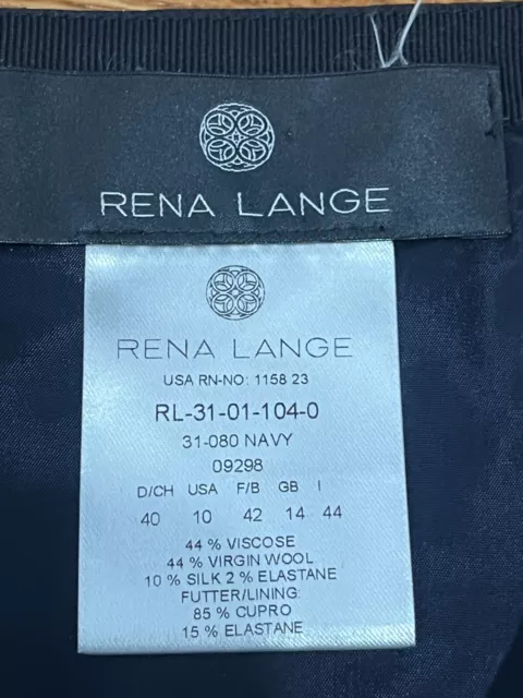 Rena Lange Womens Pencil Skirt Size 10 Navy Blue Stretch Wool Silk Blend Career 2