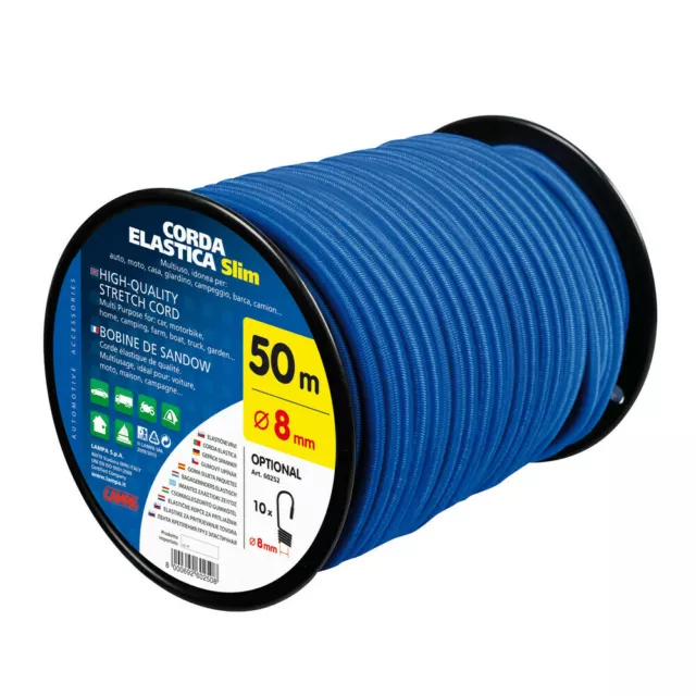 Corde Élastique Bobine Bleu 50MT Pour Camion Bâche Housse Maison Camping Voiture