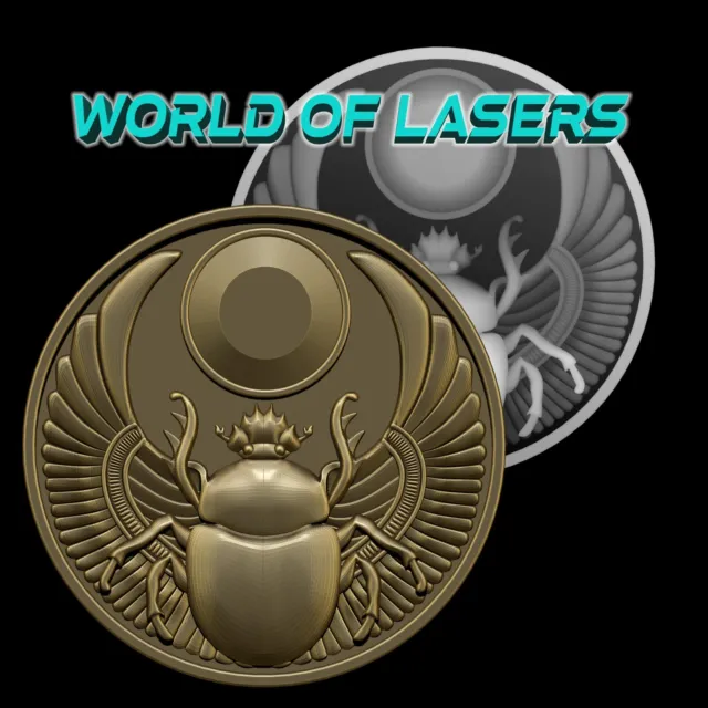 3D model Stl and Grayscale for Laser and CNC - Egyptian Scarab