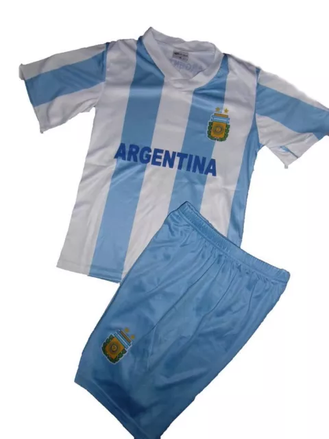 Maillot De Foot Argentine + Short 4/6/8/10/12/14 Ans Enfant