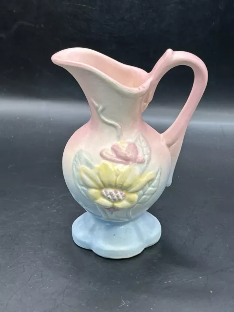 Vintage Hull Art Pottery Magnolia Ewer Vase Pitcher 5” Pink Blue Matte Glaze