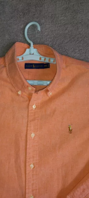 Ralph Lauren Shirt Adult XXL Red Salmon Long Sleeve Button Down Cotton Logo Mens