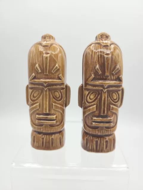 Vintage Ceramic TIKI Totems Salt & Pepper Shakers Otagiri Hawaii Polynesia Japan