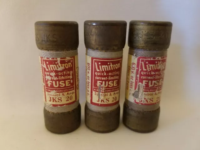 Lot De 3 Cooper Bussmann Buss Limitron JKS-20 JKS20 Fusible 20A 20 Amp 600V