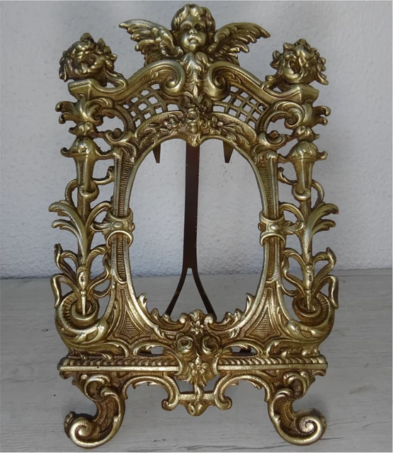19Th Century French Bronze Guardian Angel Picture Frame, Figural, Ornate Antique