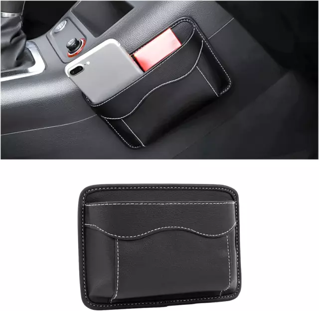 Car Seat Side Pocket Organizer, PU Leather Mini Storage Bag for Auto Door Window