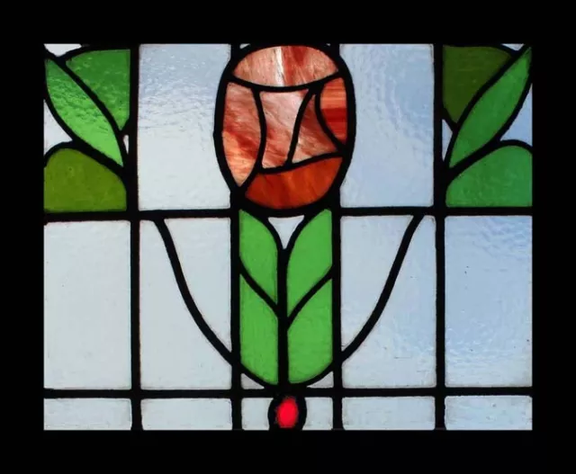 The Most Amazing Mackintosh Rose Art Nouveau Stained Glass Window