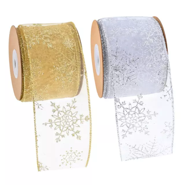 2 x Weihnachtsband mit Drahtkante für Party Geschenkverpackung,