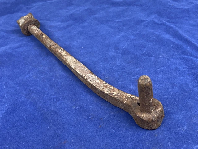 Antique Iron Pintle, Strap Hinge Hardware Part, Hand Forged Barn Hardware