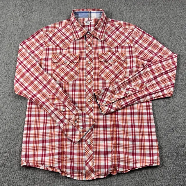 True Religion Shirt Adult Extra Large Plaid Pearl Snap Button Up Western Men's