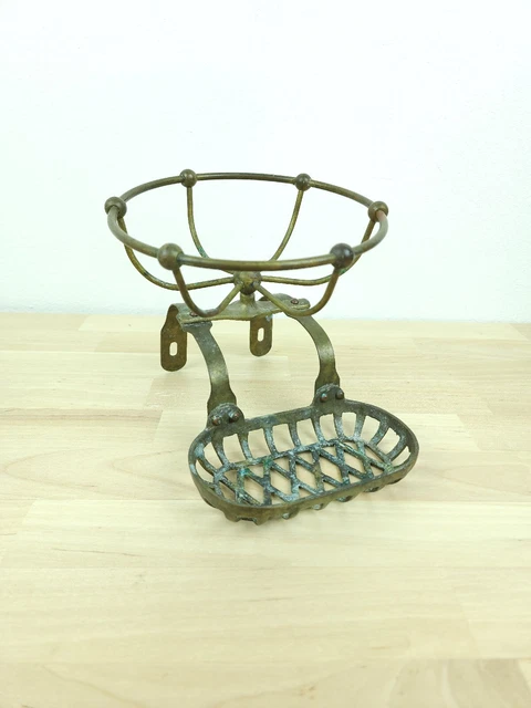 Antique Claw Foot Tub Brass Soap Dish And Sponge Holder -Rim Mount