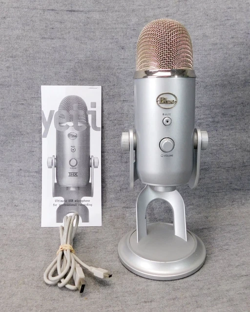 Blue Yeti USB Microphone w/Stand, USB Cable, Manual Clean, Tested Works Used