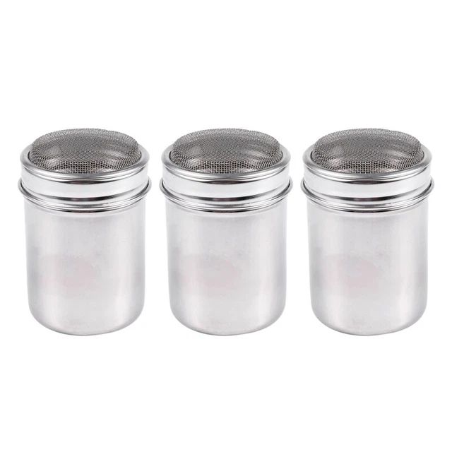 3X Silver Stainless Steel Mesh Tube Type Dusters Dusting Salt Shaker Spice JU7J3