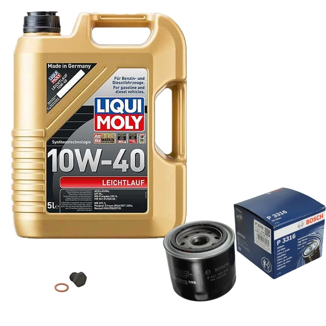 Filtro olio Bosch 5L Liqui Moly funzionamento leggero 10W-40 per Mazda MPV II 2.0 Di
