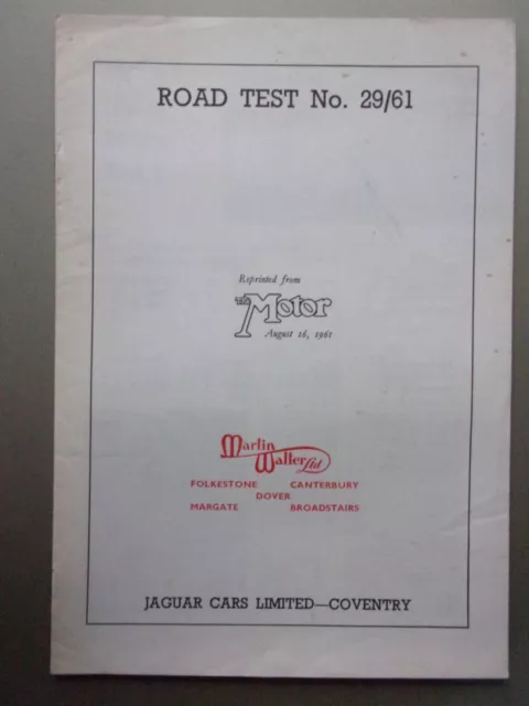 JAGUAR MARK TWO MK.2 3.4 LITRE SALOON orig 1961 UK Mkt Road Test Brochure