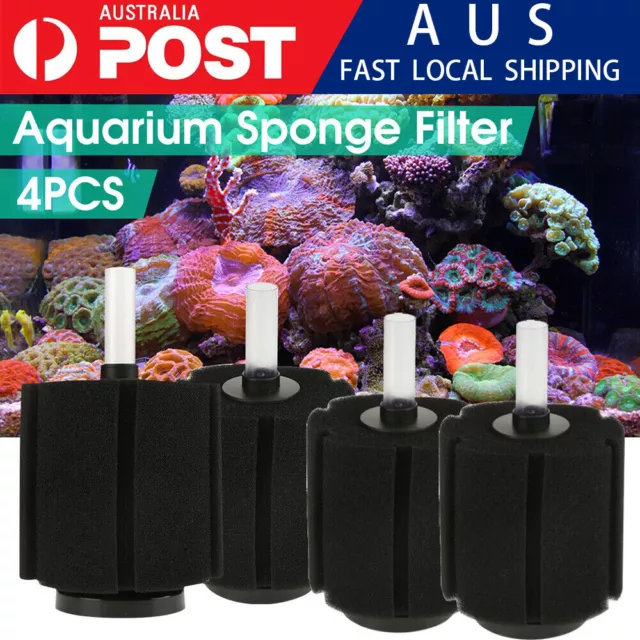 4PCS Aquarium Biochemical Foam Filtration Air Pump Fish Tank Sponge Filter AU