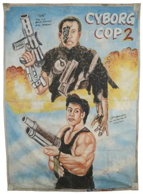 Ghana Movie Poster African Cinema outsider art peinture à la main CYBORG COP 2