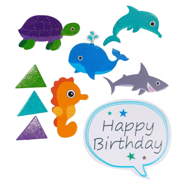 Birthday Cartoon Sea Animals Paper Topper Set Cake Toppper Party Birthday