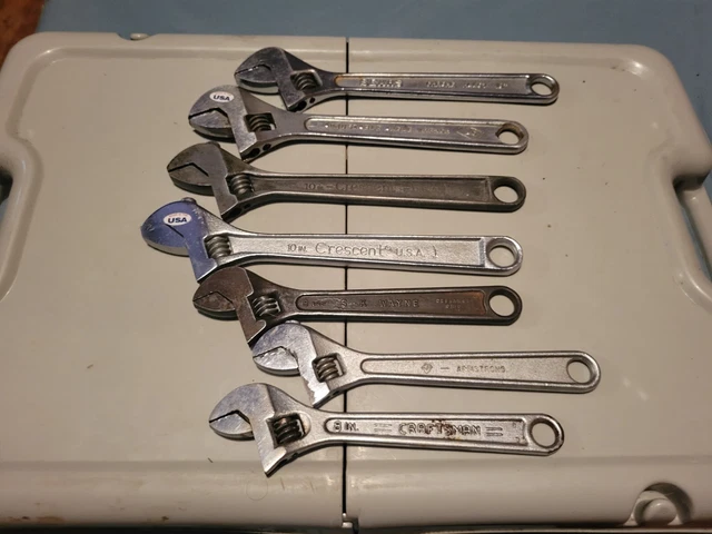 Lot 7 Assorted Adjustable Wrenches S-K CRESCENT CRAFTSMAN + More Free Shipping!