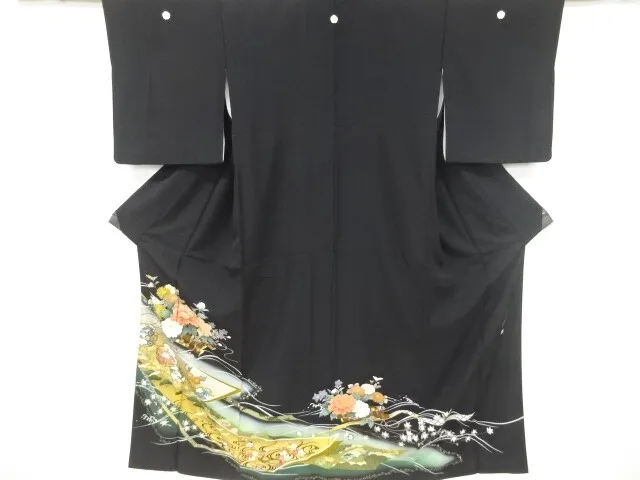 6964870: Japanese Kimono / Vintage Tomesode / Embroidery / Floral Raft / Artist