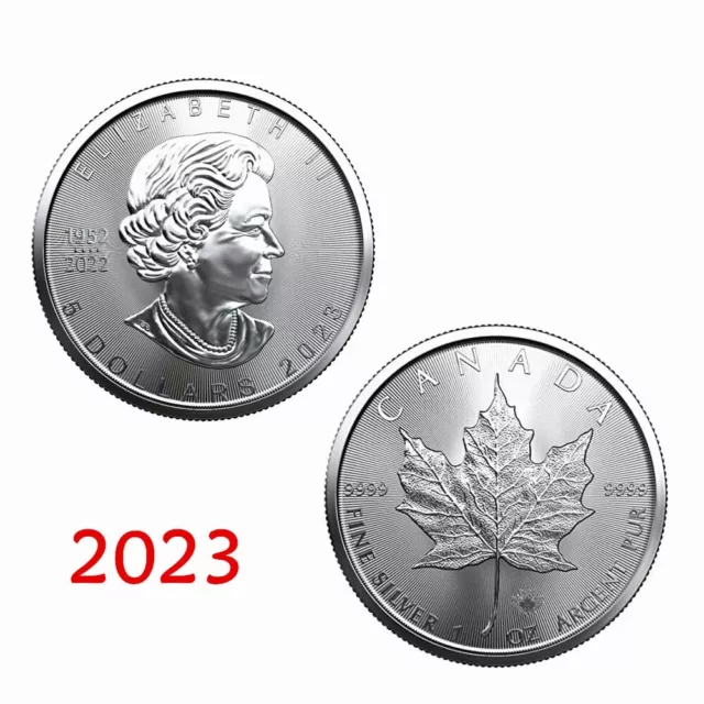 1 Unze Silber Maple Leaf Kanada 2023 - 1 oz 999,9 Feinsilber - Queen Elizabeth
