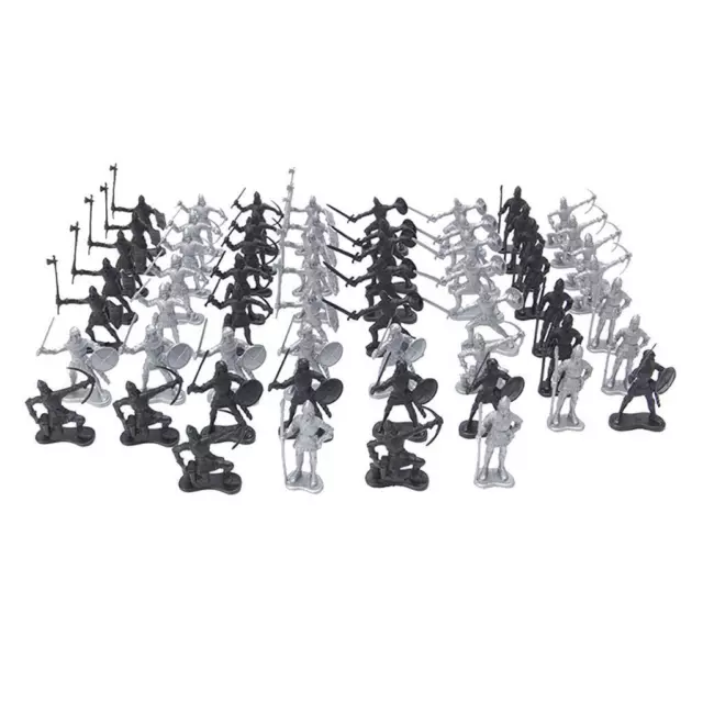 60Pcs Soldaten Figuren Ritter Pferde Krieger Medieval Spielzeug Spielen Set Mini