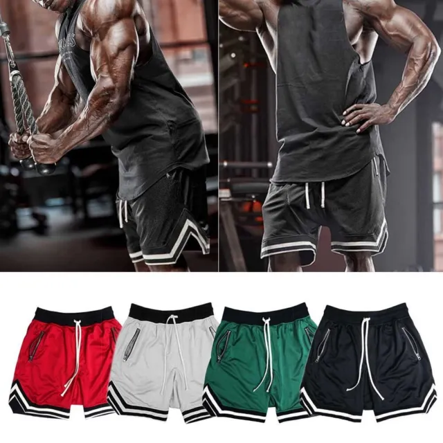 Mens Basketball Shorts Pants Athletic Mesh Pockets Running Gym Workout Quick Dry