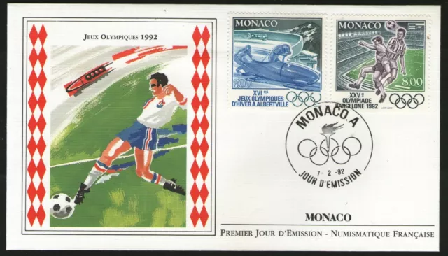 MONACO:  n°1811/1812 sur FDC de 1992 (jeux olympiques)