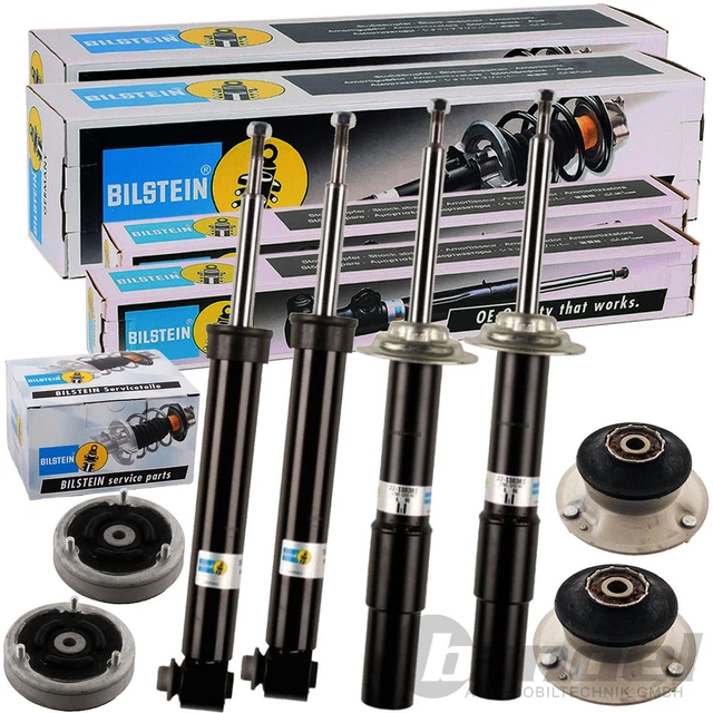 4 ammortizzatori a gas Bilstein B4 + cuscinetti a cupola anteriori + posteriori adatti per BMW Serie 5 E60