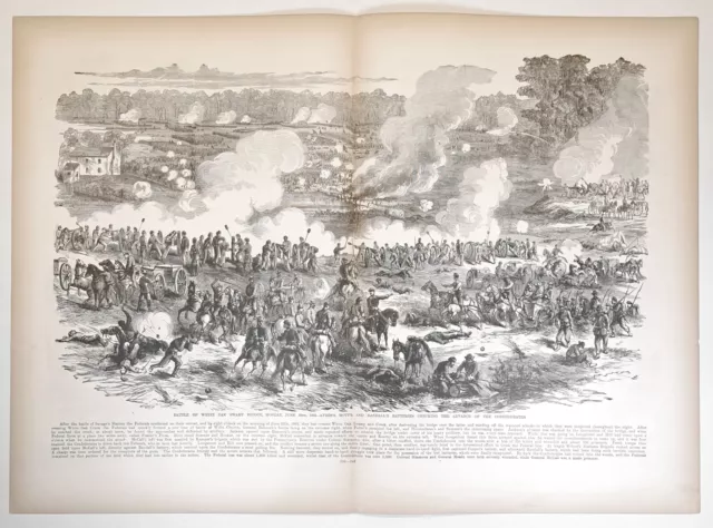 1896 Victorian Print Art Engraving, Battle of White Oak Swamp Bridge, VA