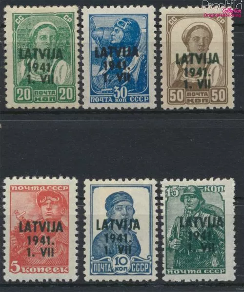 Briefmarken Lettland (Dt.Bes.2.WK.) 1941 Mi 1-6 mit Falz (9804895