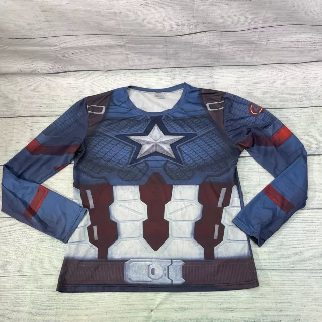 Marvel Comics Captain America Top Costume Long Sleeve Shirt Men's Size M