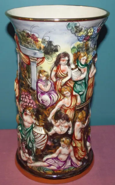 Vintage Capodimonte Large Porcelain Figural Vase 12" Tall