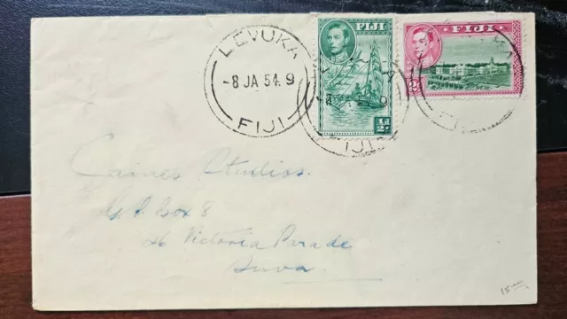 1954 Levuka Fiji KGVI Stamp Cover To Suva