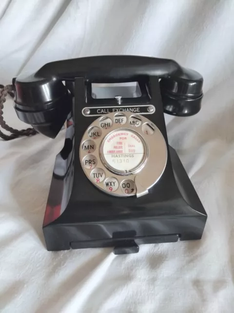 vintage old antique black bakelite telephone dial phone 1950s 50s